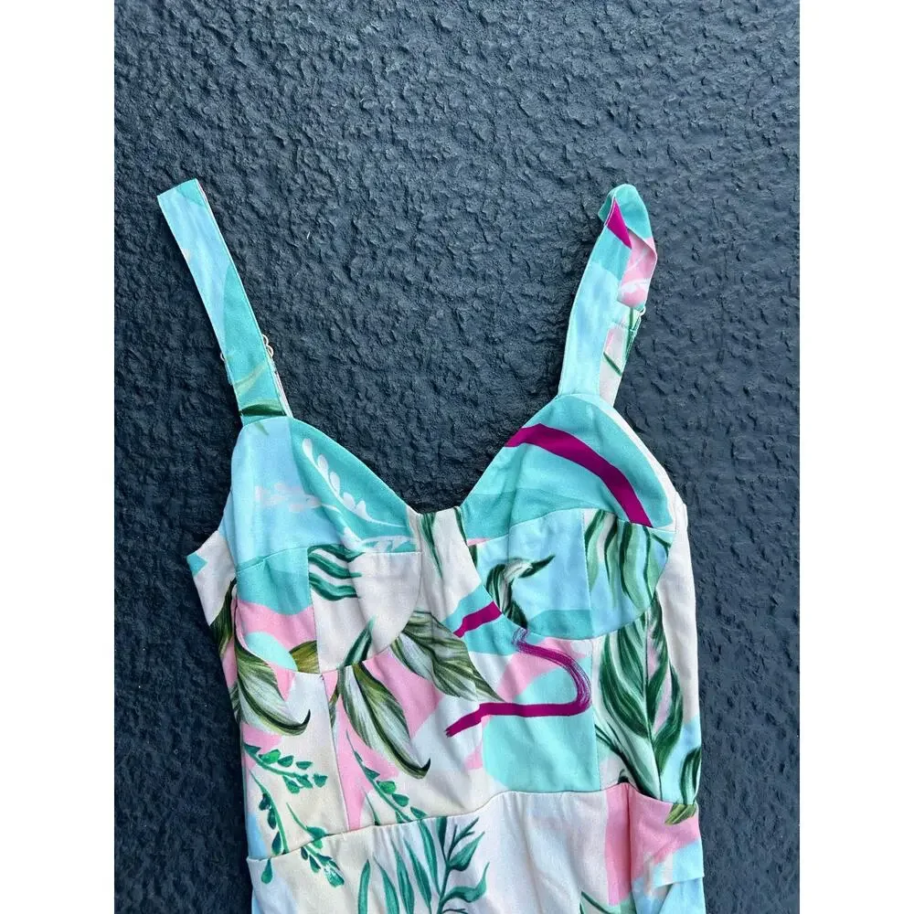 NWT Women’s Size XS Shore Brand Pink Tropical Barcelona Wrap Tank Dress - Picture 2 of 6